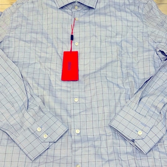 Hugo Boss Button-Down Striped Blue Regular Fit New With Tags Shirt in size 43/17 - Picture 2 of 5